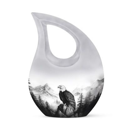 Personalized Silver Revered Eagle Cremation Urns for Human Ashes - 10-inch, 200 cu in - Yatskia