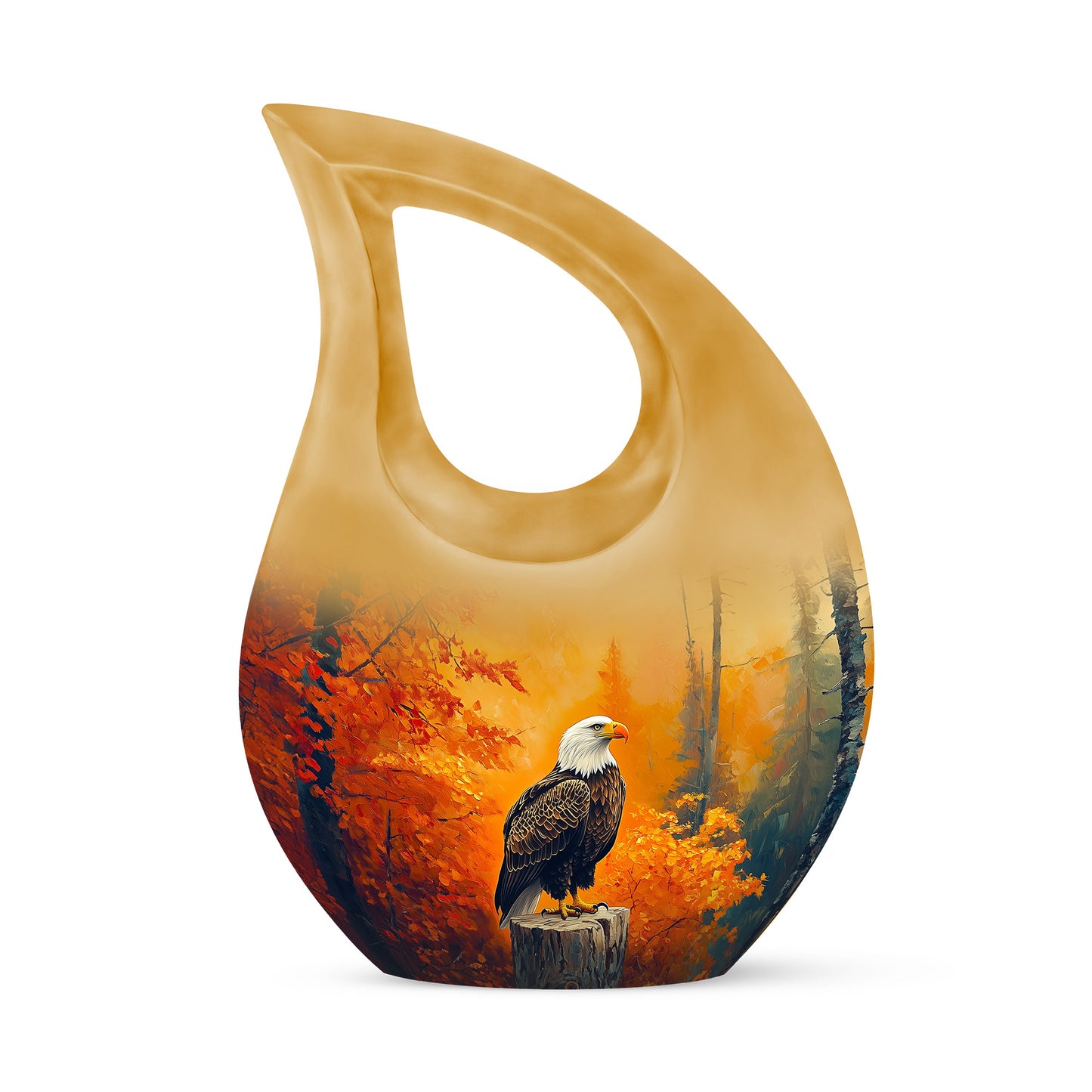 Gold Breathtaking Eagle Memorial Urn for Ashes - 10-inch, 200 cu in - Yatskia