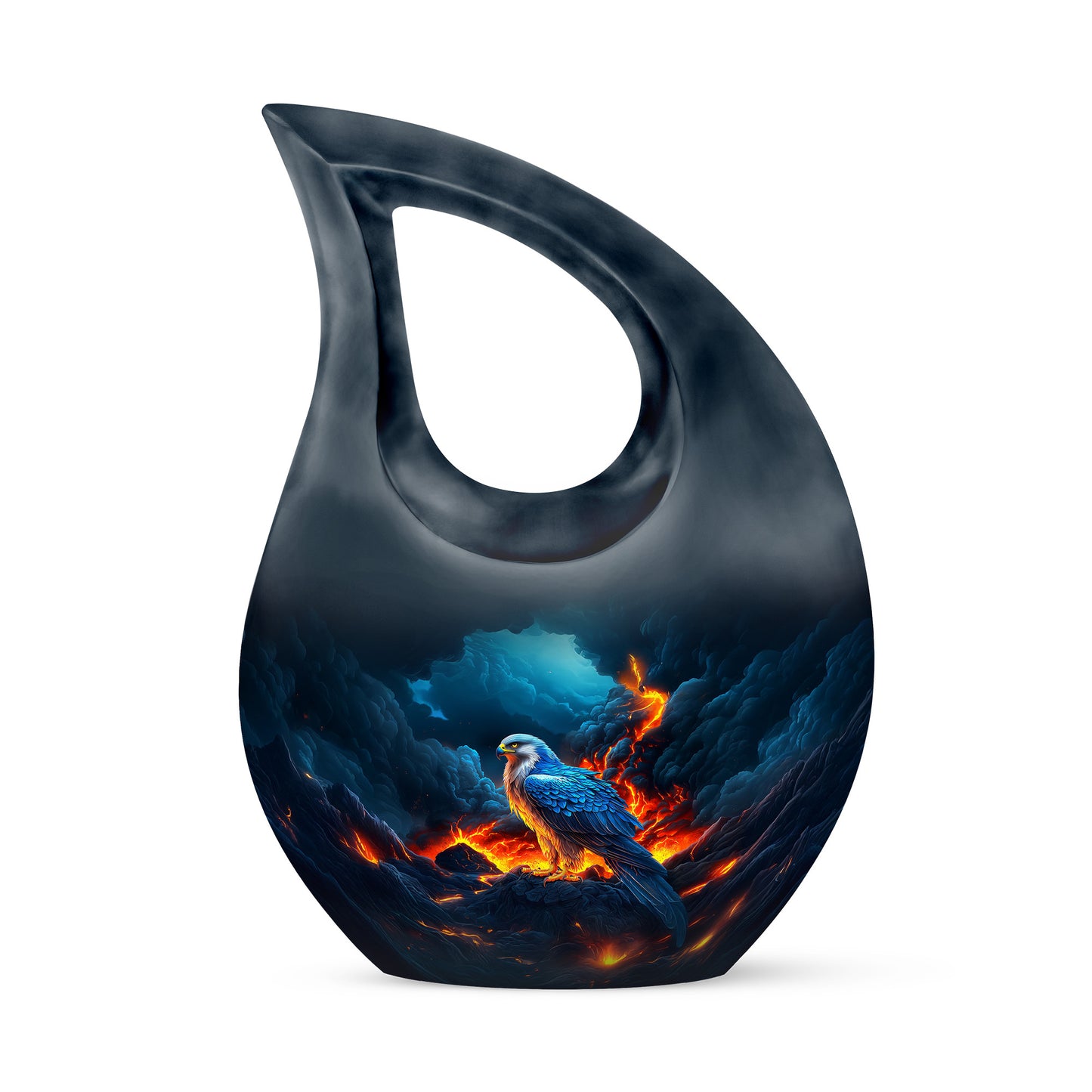 Blue Comforting Eagle Memorial Urn for Ashes - 10-inch, 200 cu in - Yatskia