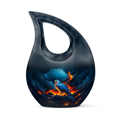 Blue Comforting Eagle Memorial Urn for Ashes - 10-inch, 200 cu in - Yatskia