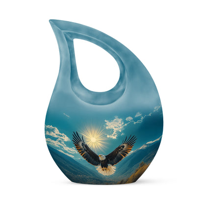 Teal Venerable Eagle Cremation Urns for Human Ashes - 10-inch, 200 cu in - Yatskia