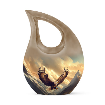 Blue Treasured Eagle Cremation Urns for Human Ashes - 10-inch, 200 cu in - Yatskia