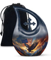 Eagle Cremation Urn for Ashes - American Flag Patriotic Memorial Ashes Keepsake