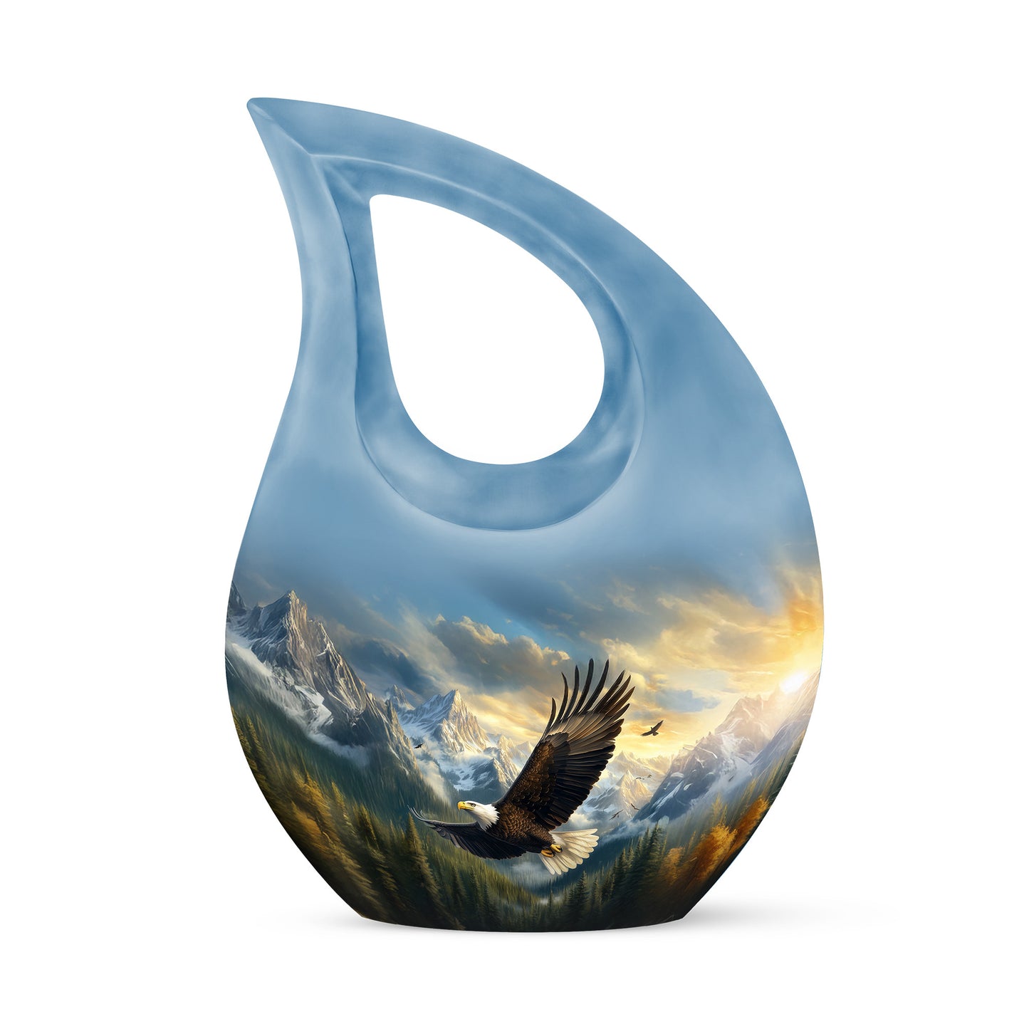 Personalized Eagle Cremation Urns - Wondrous Blue 10-inch, 200 cu in - Yatskia