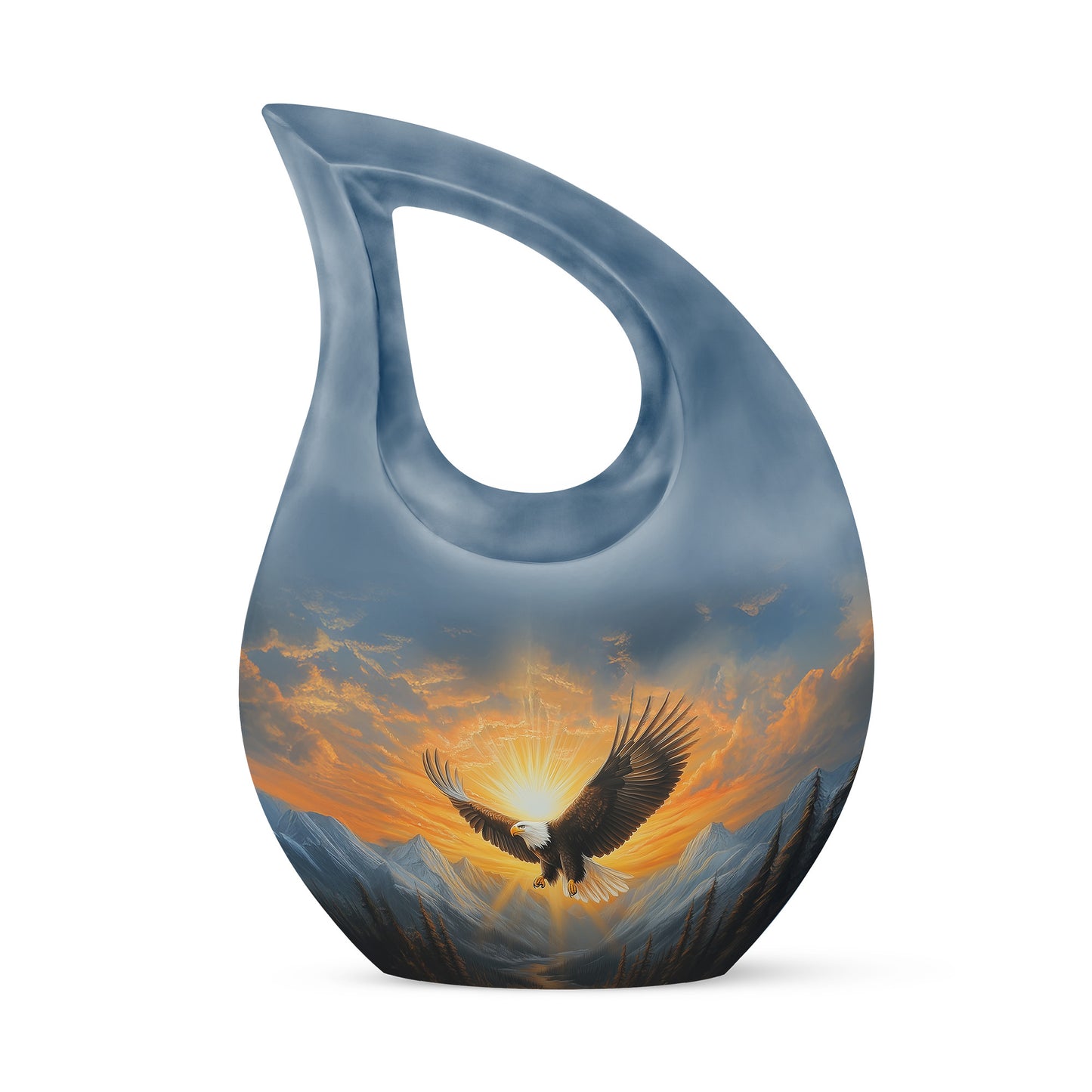 Timeless Blue Eagle Cremation Urn for Ashes - 10-inch, 200 cu in - Yatskia