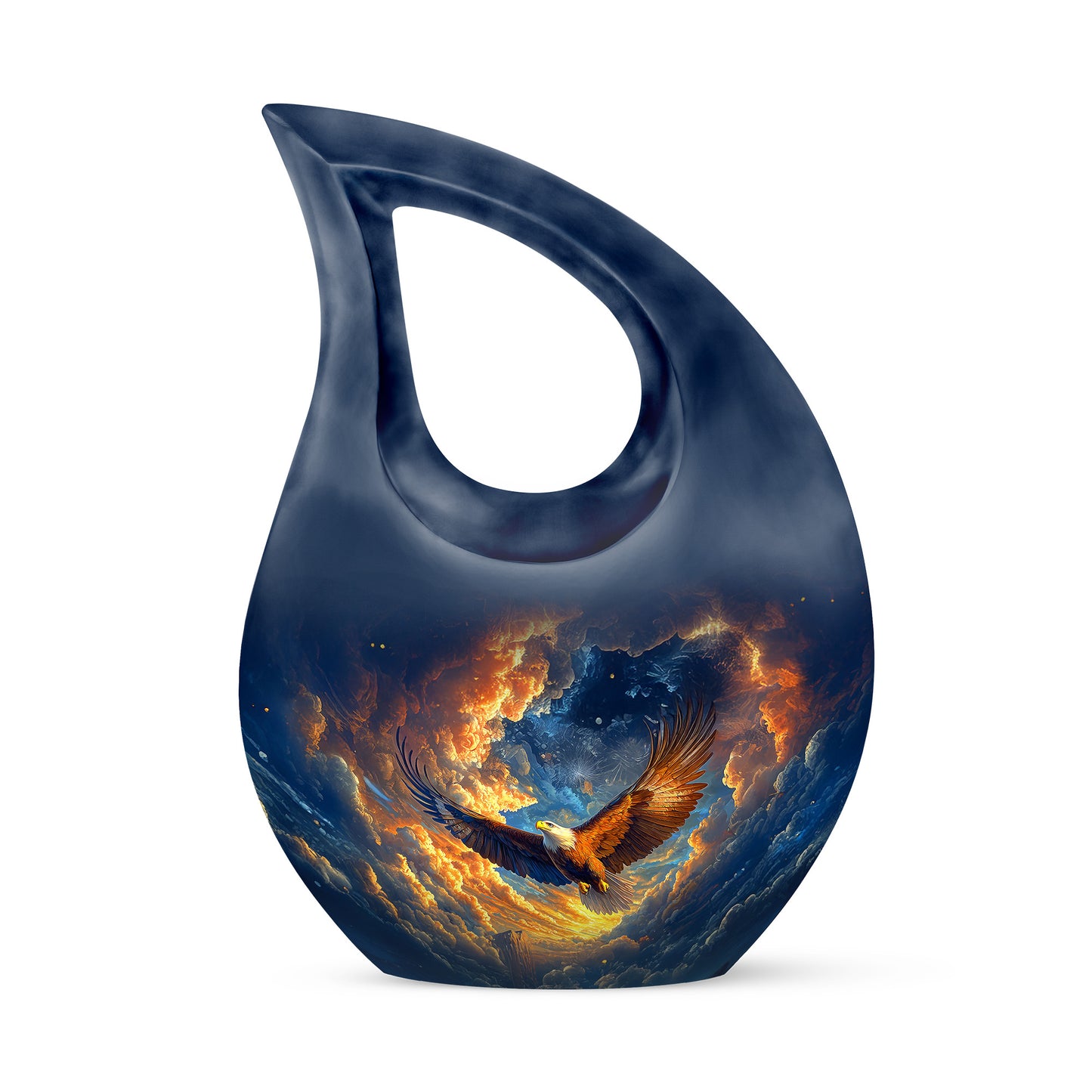 Blue Sacred Eagle Cremation Urns for Human Ashes - 10-inch, 200 cu in - Yatskia