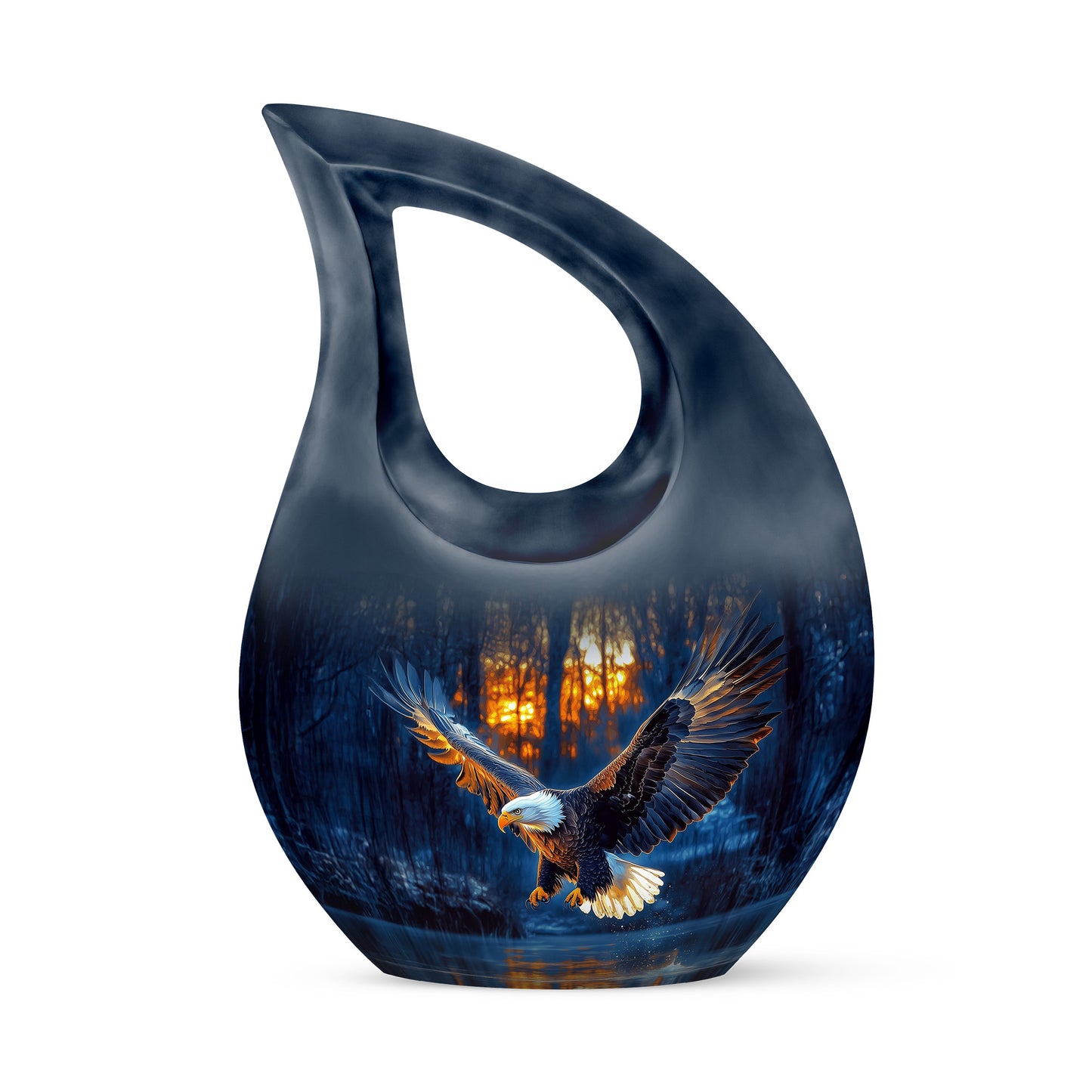 Personalized Eagle Cremation Urns - Wondrous Blue 10-inch, 200 cu in - Yatskia