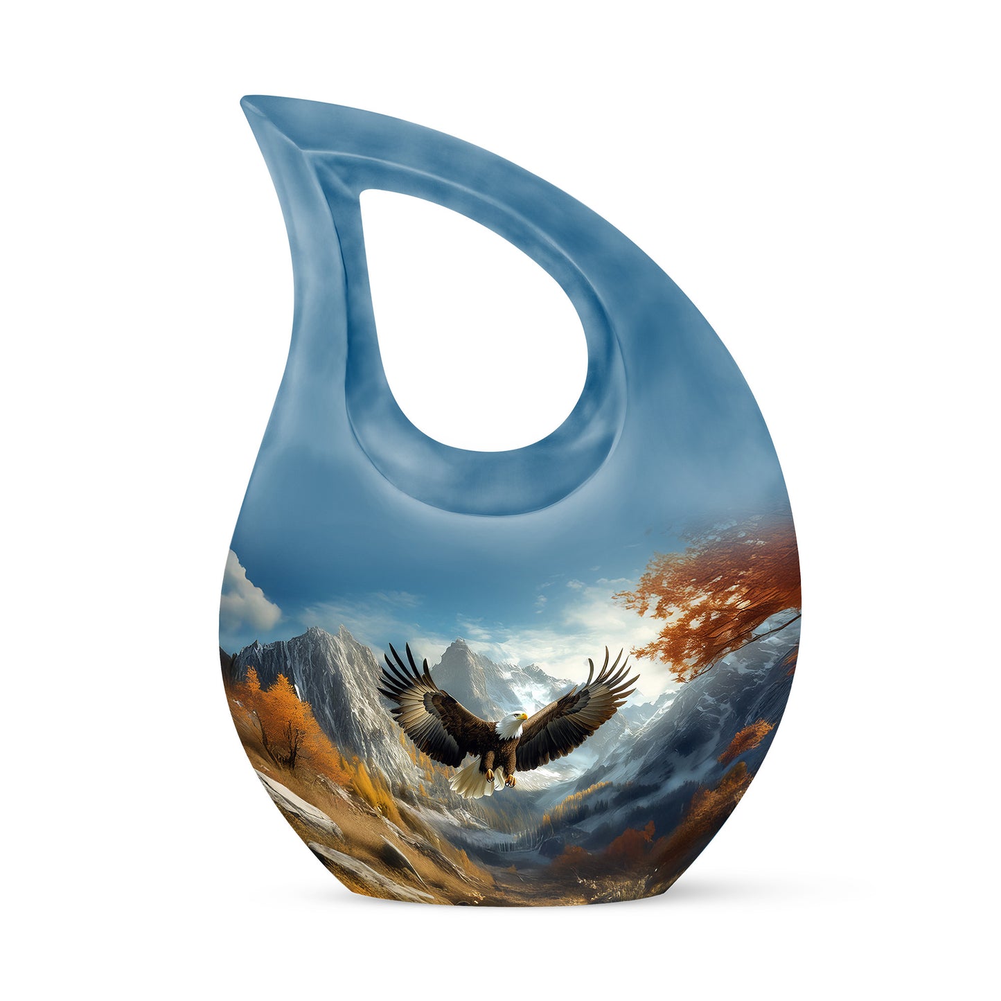 Personalized Blue Revered Eagle Cremation Urns for Human Ashes - 10-inch, 200 cu in - Yatskia