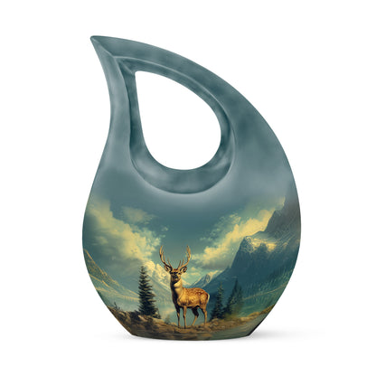 Personalized Teal Deer Cremation Urns for Ashes - Transcendent 10-inch - Yatskia