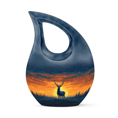 Illustrious Deer Memorial Cremation Urns - Blue 10-inch, 200 cu in - Yatskia