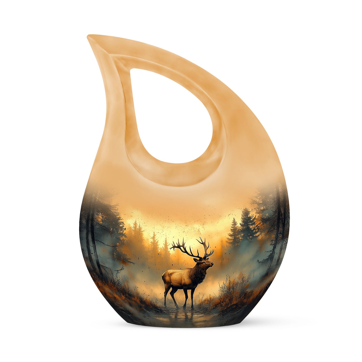Personalized Gold Cherished Deer Cremation Urns for Human Ashes - 10-inch, 200 cu in - Yatskia