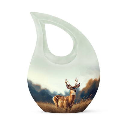 Personalized Silver Heavenly Deer Cremation Urns for Human Ashes - 10-inch, 200 cu in - Yatskia