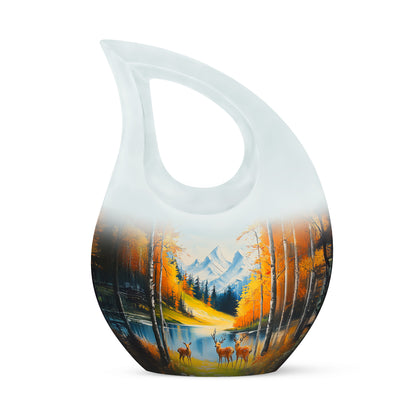 Blessed Deer Cremation Urns for Human Ashes - Teal 10-inch - Yatskia