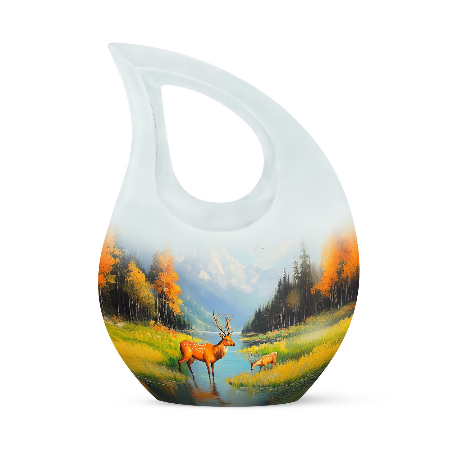 Resplendent Blue Deer Cremation Urn for Ashes - 10-inch, 200 cu in - Yatskia