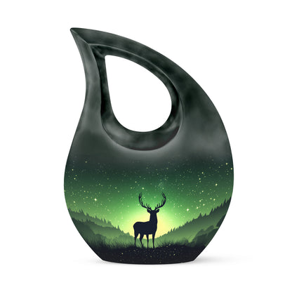 Green Deer Cremation Urns - Honored Journey 10-inch, 200 cu in - Yatskia