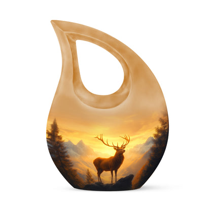 Gold Exquisite Deer Memorial Urn for Ashes - 10-inch, 200 cu in - Yatskia