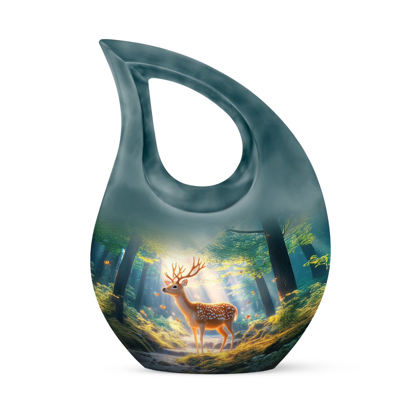 Remarkable Deer Memorial Cremation Urns - Blue 10-inch, 200 cu in - Yatskia