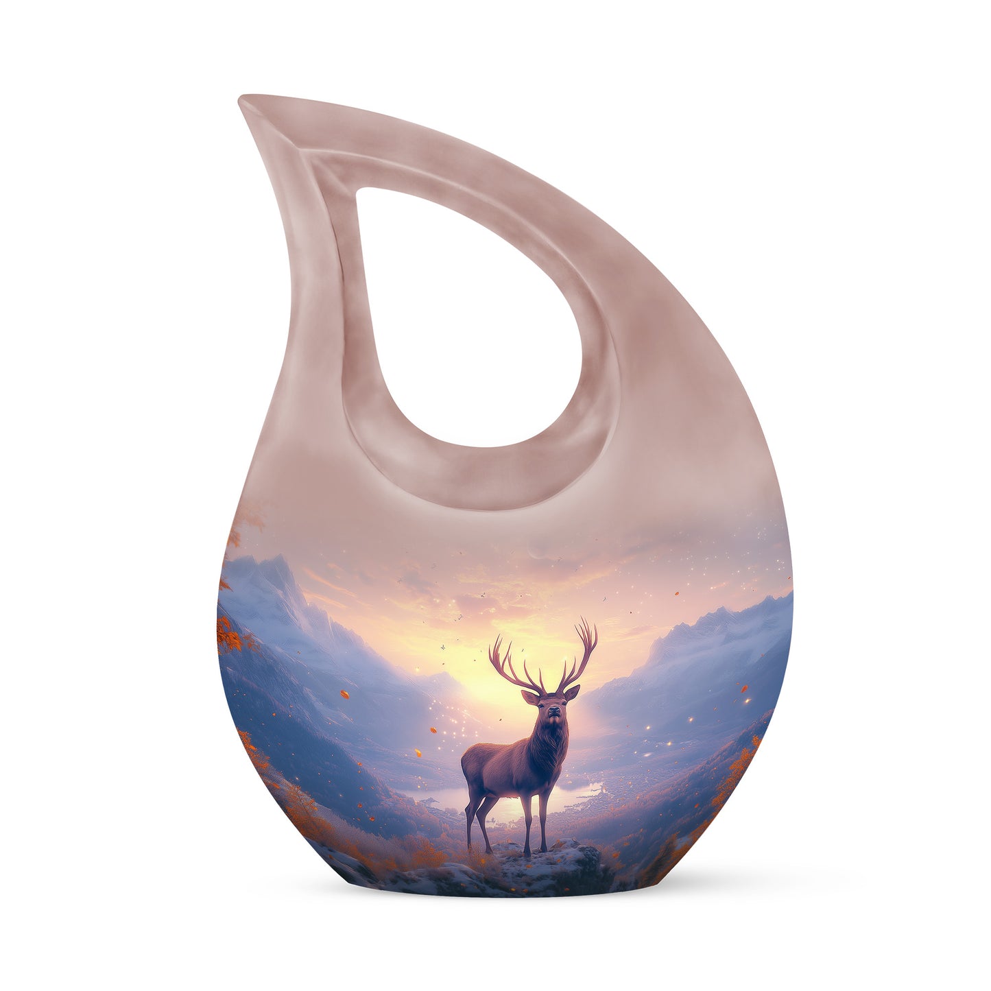 Lustrous Deer Cremation Urns for Human Ashes - Red 10-inch - Yatskia