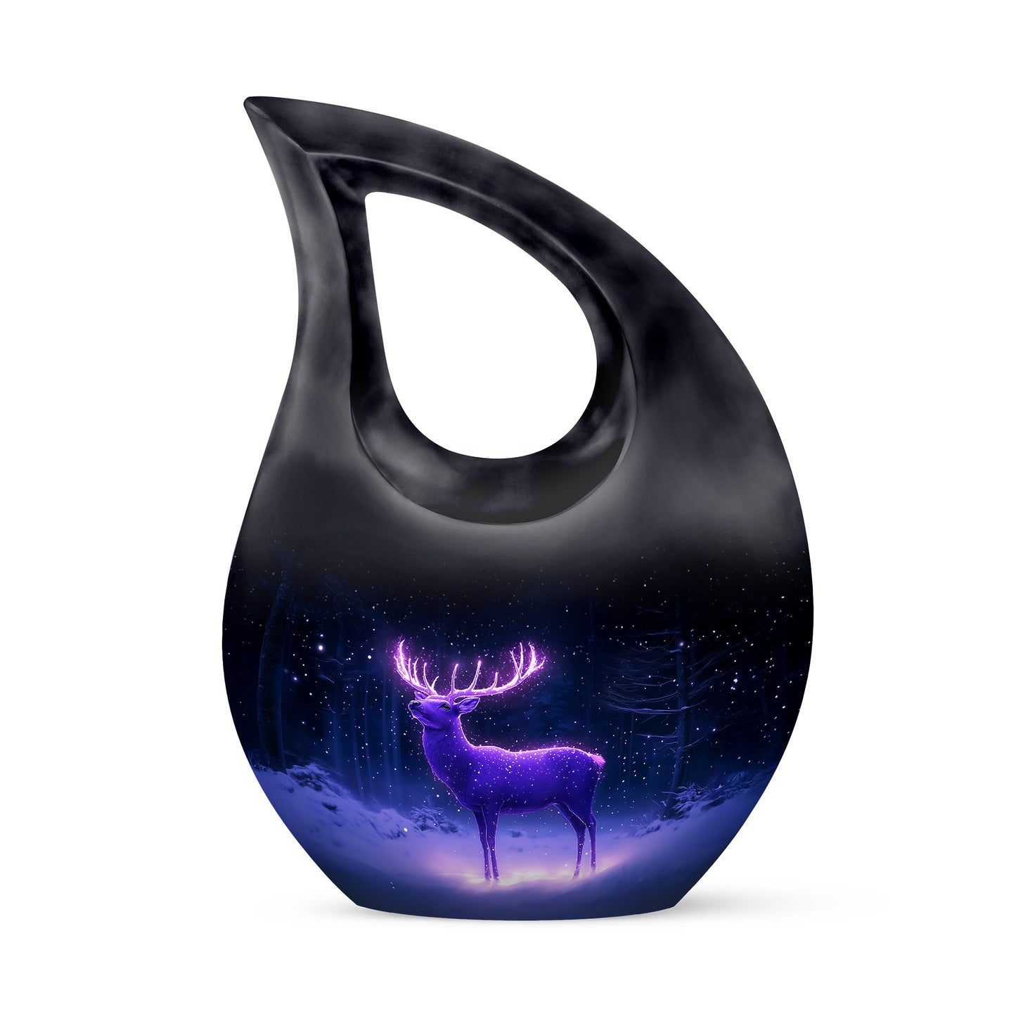 Blue Venerable Deer Cremation Urns for Human Ashes - 10-inch, 200 cu in - Yatskia