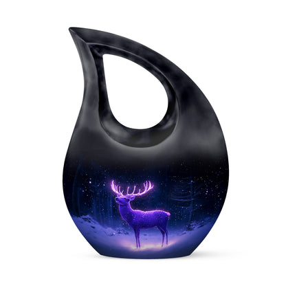 Blue Venerable Deer Cremation Urns for Human Ashes - 10-inch, 200 cu in - Yatskia