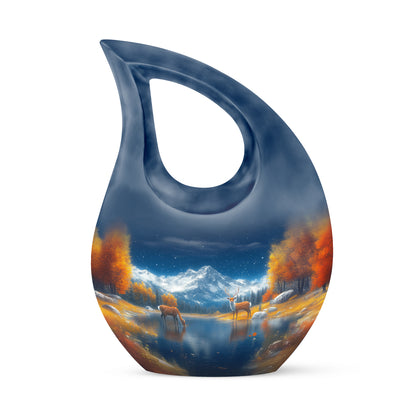Radiant Deer Memorial Cremation Urns - Blue 10-inch, 200 cu in - Yatskia