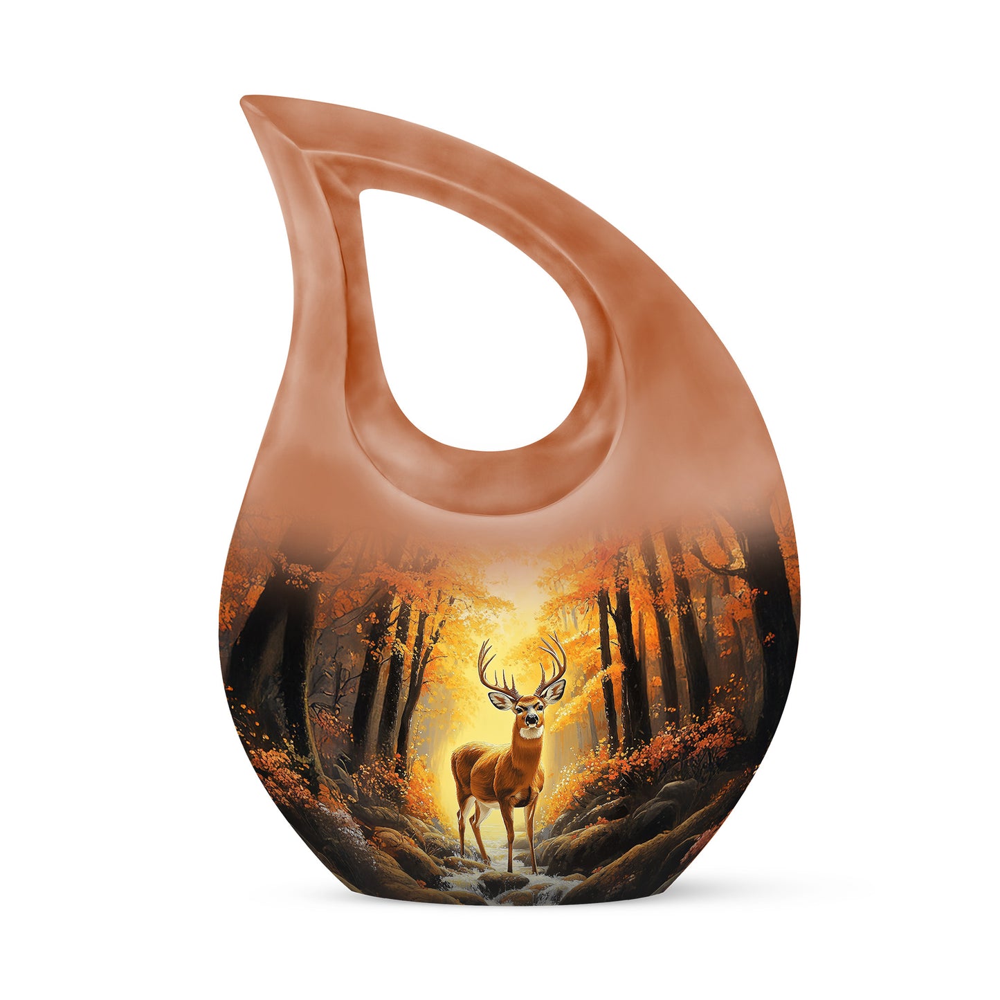 Gold Serene Deer Memorial Urn for Ashes - 10-inch, 200 cu in - Yatskia