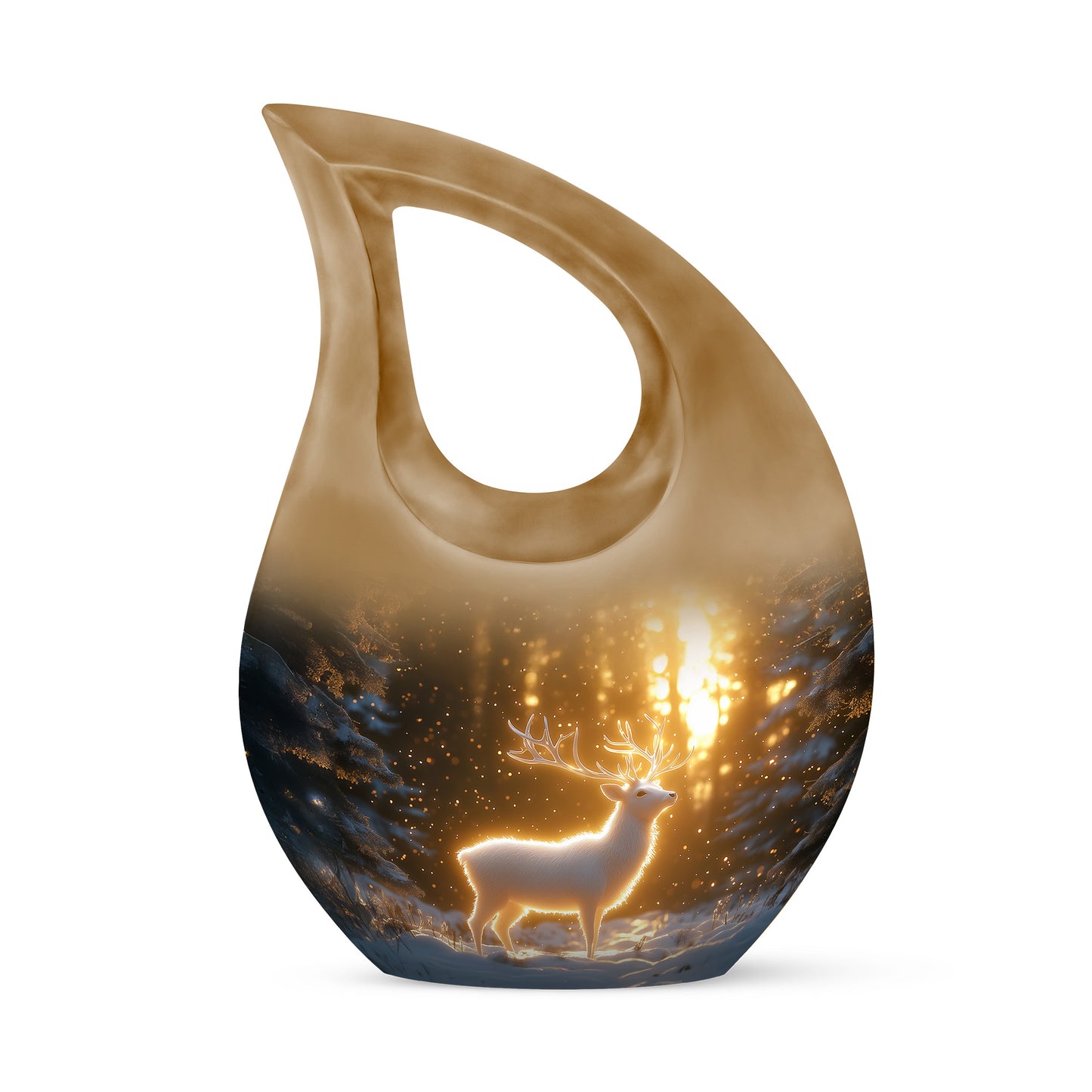 Lustrous Deer Cremation Urns for Human Ashes - Gold 10-inch - Yatskia