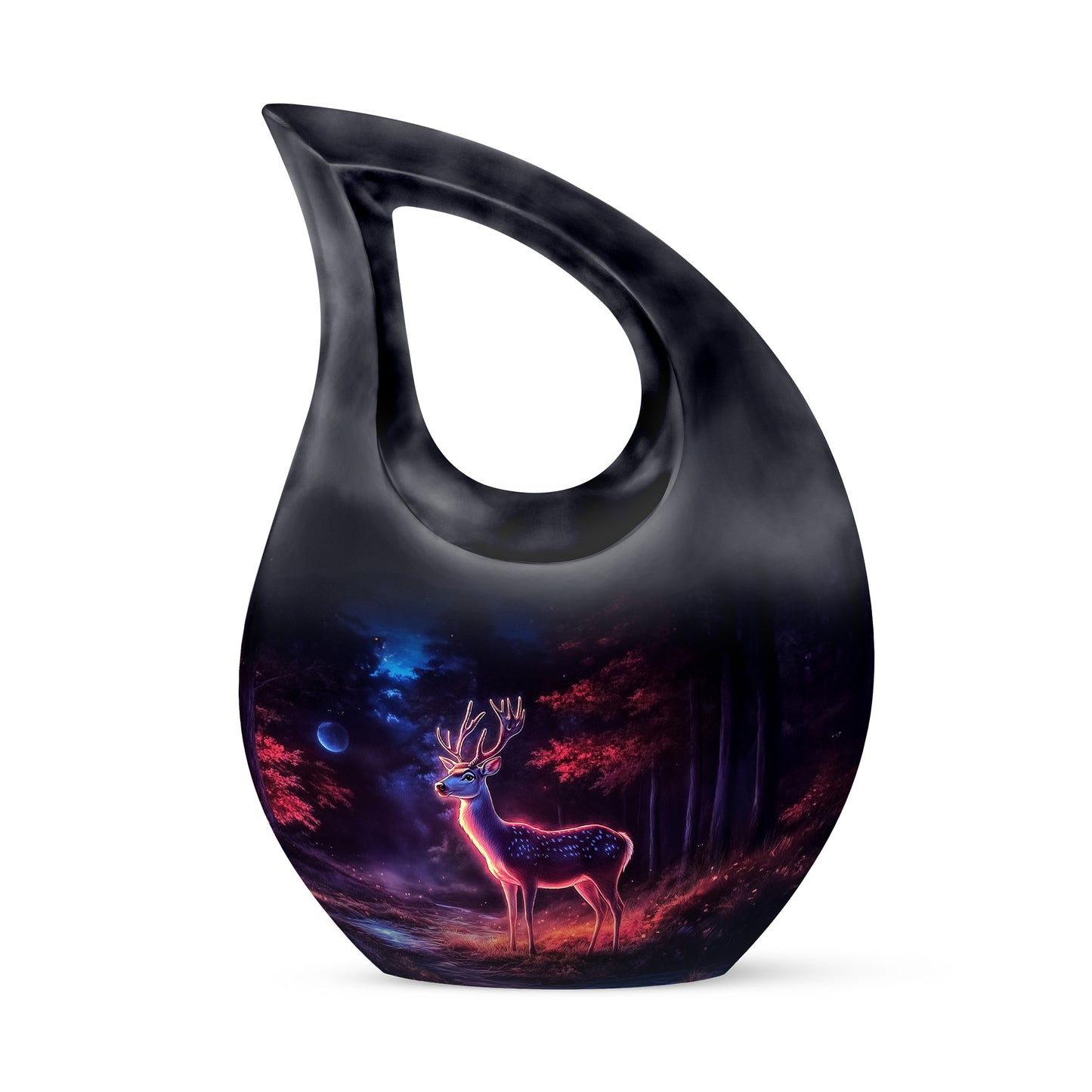 Personalized Refined Deer Cremation Urns - Black 10-inch, 200 cu in - Yatskia