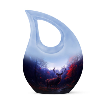 Inspiring Blue Deer Celebration Urn for Human Ashes - 10-inch, 200 cu in - Yatskia