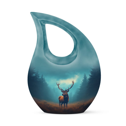 Teal Deer Devotion Cremation Urns for Human Ashes - 10-inch, 200 cu in - Yatskia