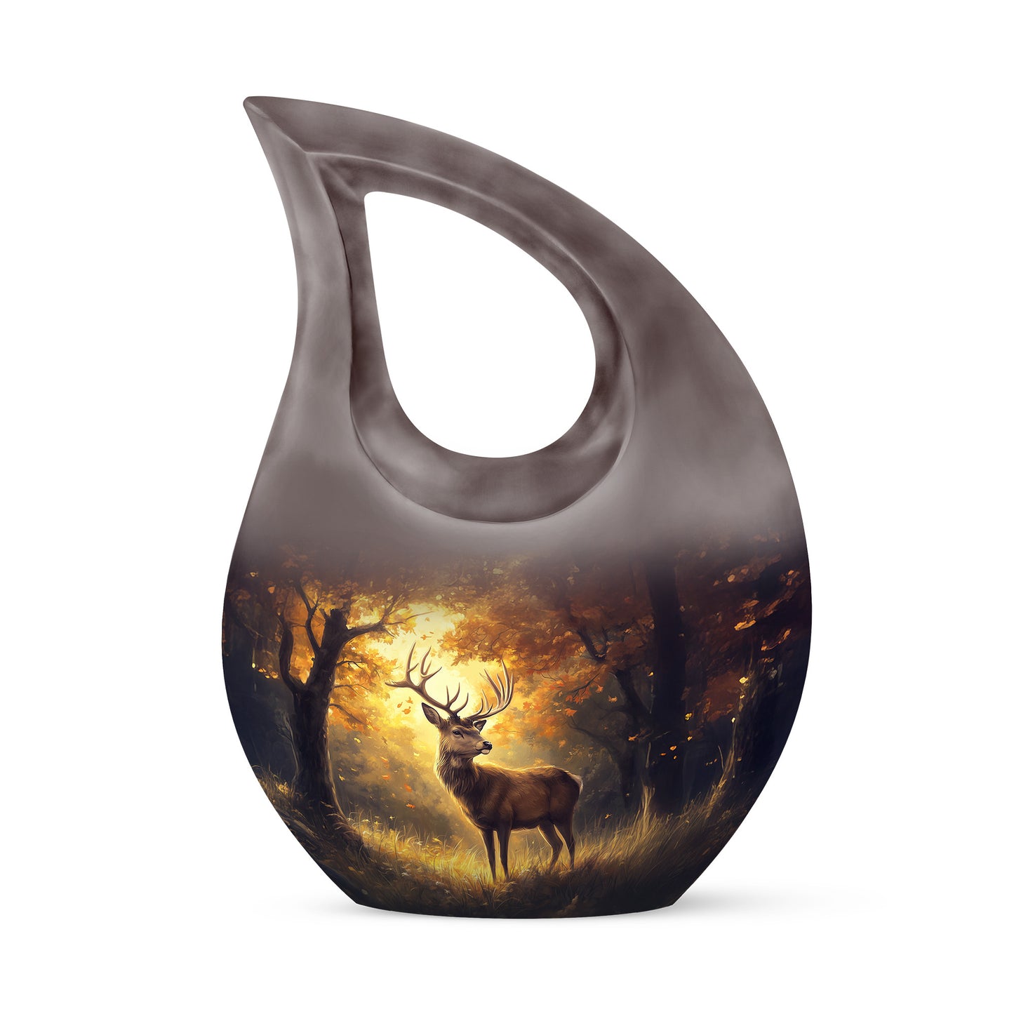 Gold Venerable Deer Cremation Urns for Human Ashes - 10-inch, 200 cu in - Yatskia