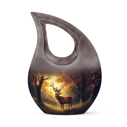 Gold Venerable Deer Cremation Urns for Human Ashes - 10-inch, 200 cu in - Yatskia