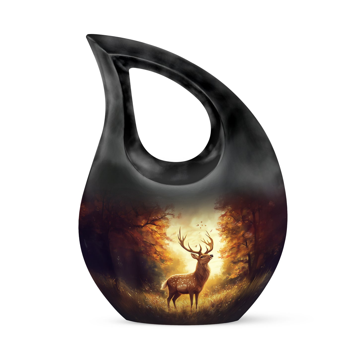 Red Venerable Deer Cremation Urns for Human Ashes - 10-inch, 200 cu in - Yatskia