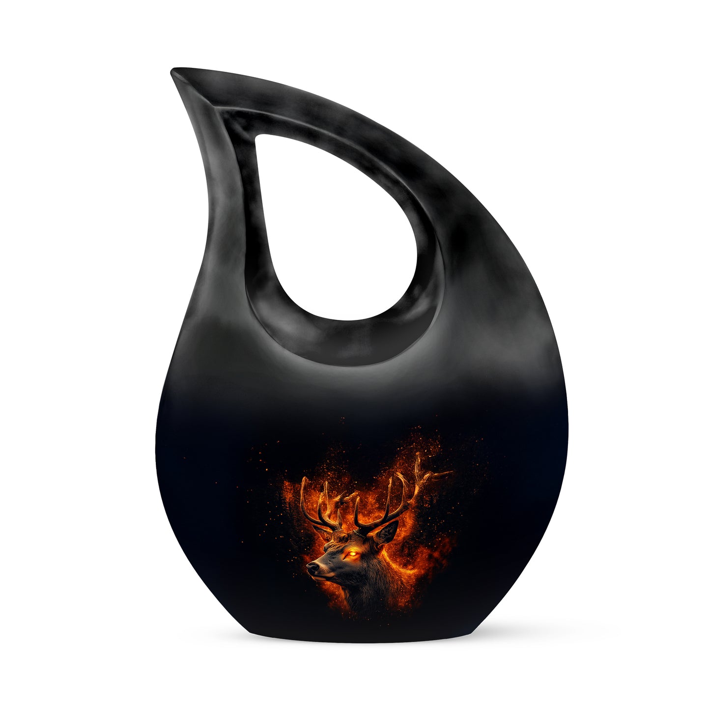 Radiant Deer Memorial Cremation Urns - Black 10-inch, 200 cu in - Yatskia