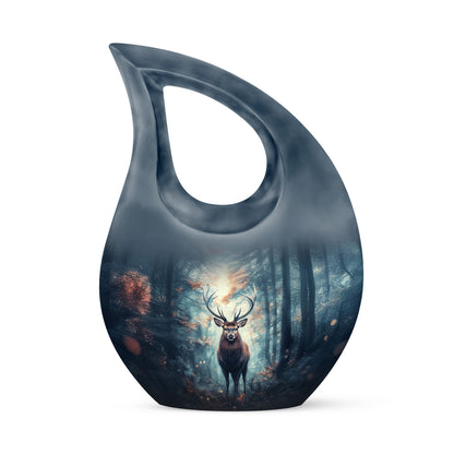Luminous Blue Deer Comfort Urn for Human Ashes - 10-inch, 200 cu in - Yatskia