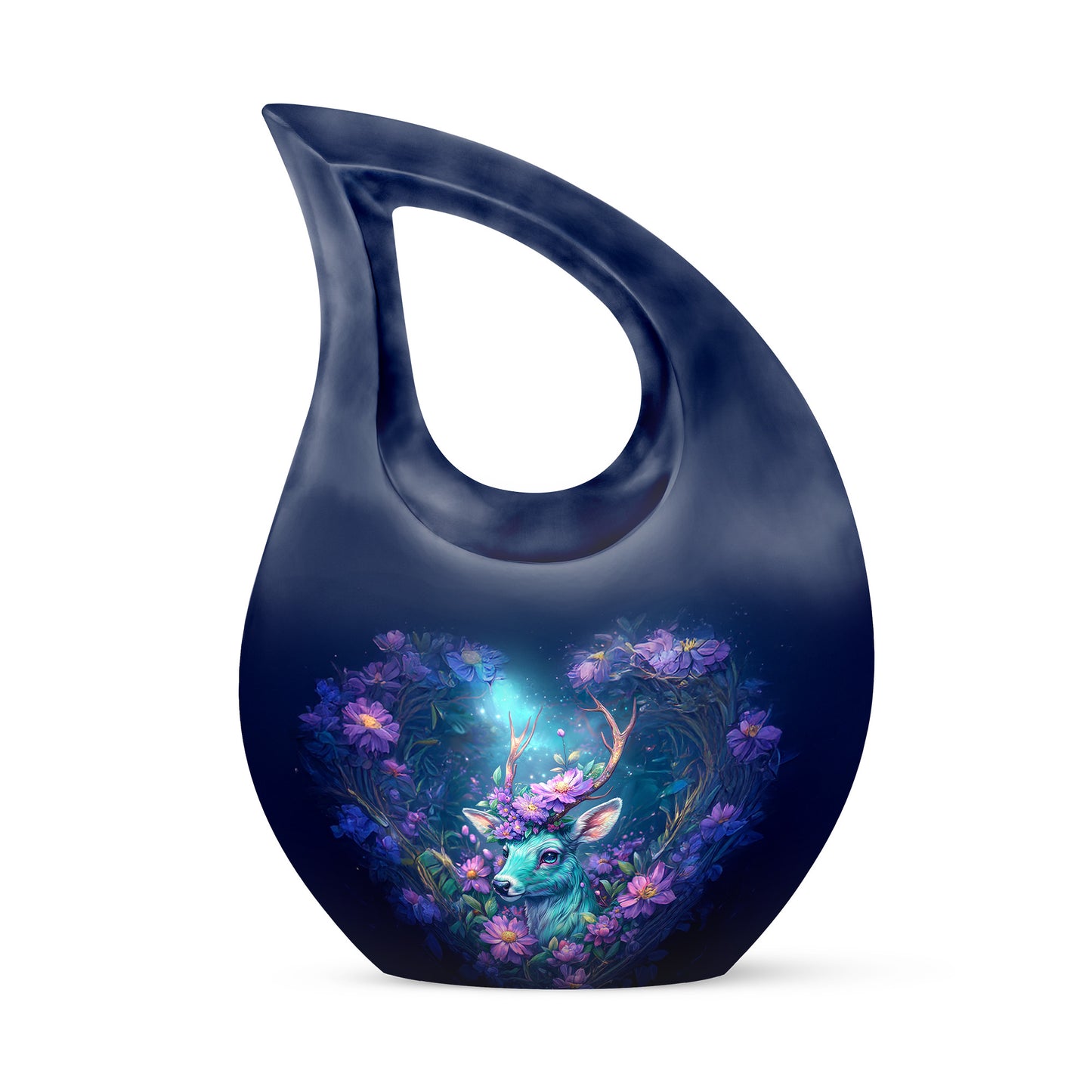 Blue Breathtaking Deer Memorial Urn for Ashes - 10-inch, 200 cu in - Yatskia