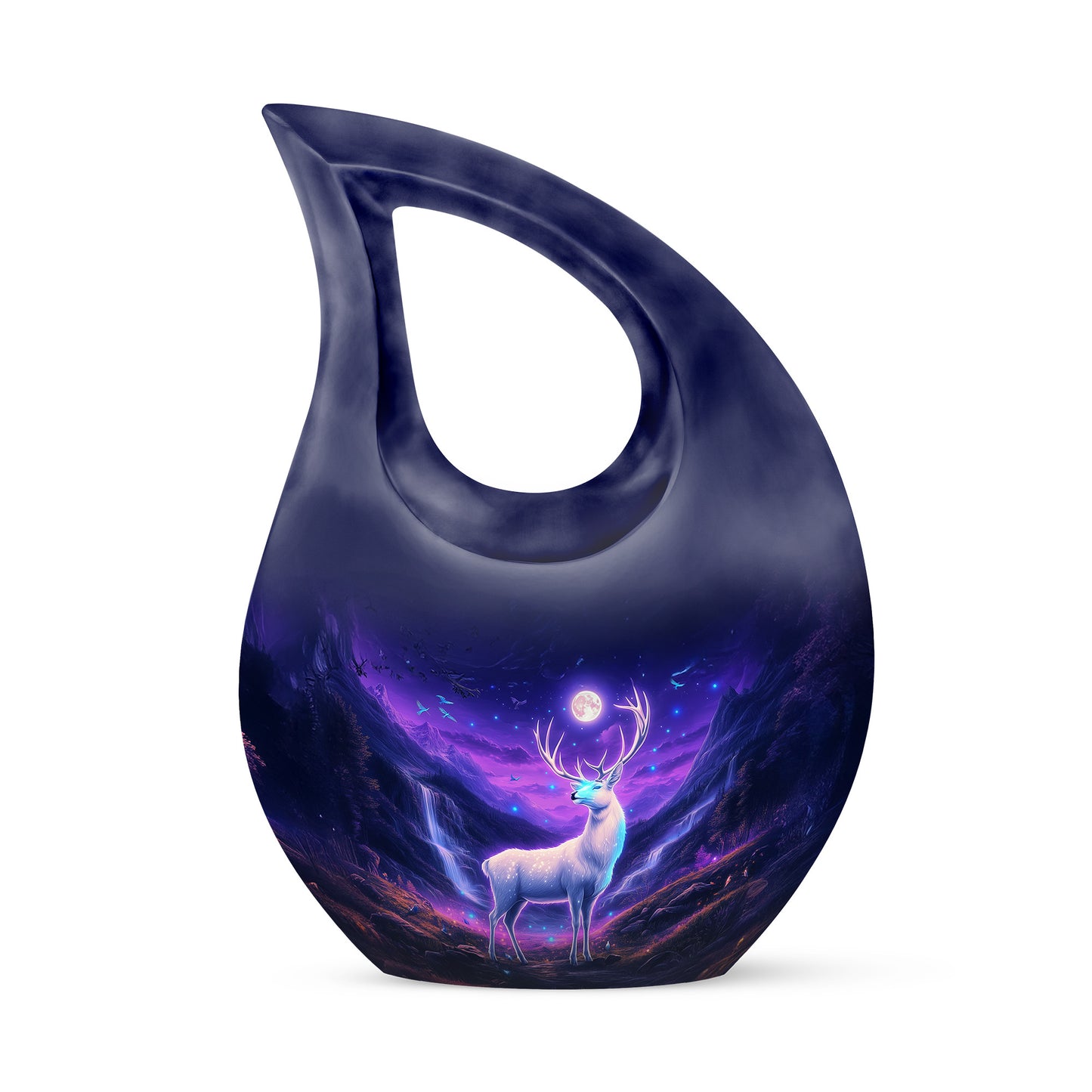 Remarkable Deer Memorial Cremation Urns - Blue 10-inch, 200 cu in - Yatskia