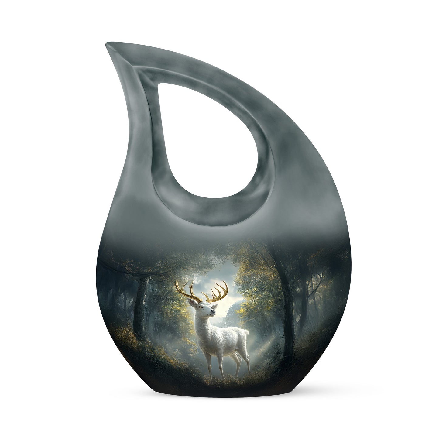 Graceful Black Deer Memorial Urn for Human Ashes - 10-inch, 200 cu in - Yatskia