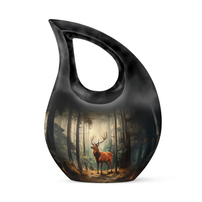 Radiant Deer Memorial Cremation Urns - Black 10-inch, 200 cu in - Yatskia