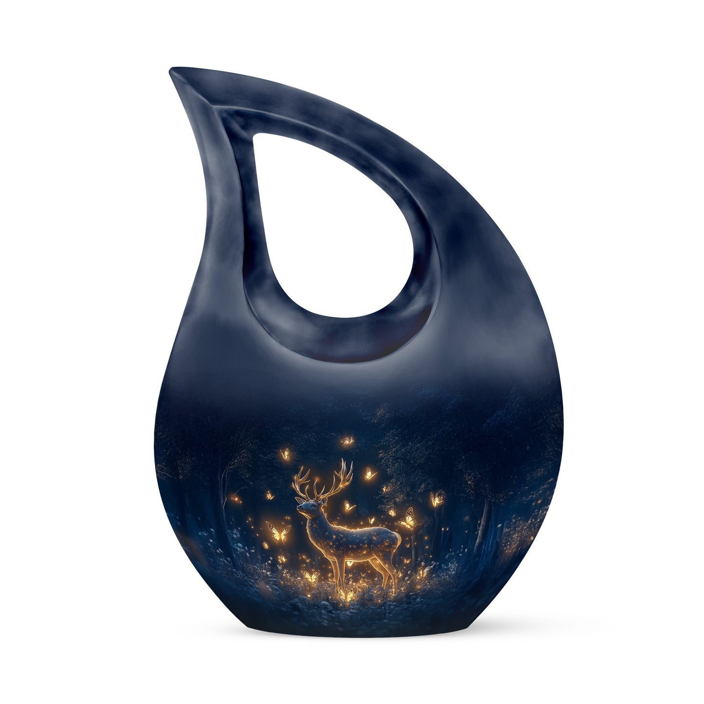 Blue Beloved Deer Cremation Urns for Human Ashes - 10-inch, 200 cu in - Yatskia