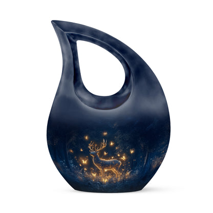 Blue Beloved Deer Cremation Urns for Human Ashes - 10-inch, 200 cu in - Yatskia
