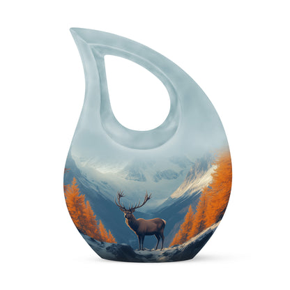 Graceful Blue Deer Testament Urn for Human Ashes - 10-inch, 200 cu in - Yatskia