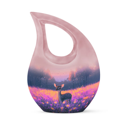Stunning Pink Deer Homage Urn for Human Ashes - 10-inch, 200 cu in - Yatskia