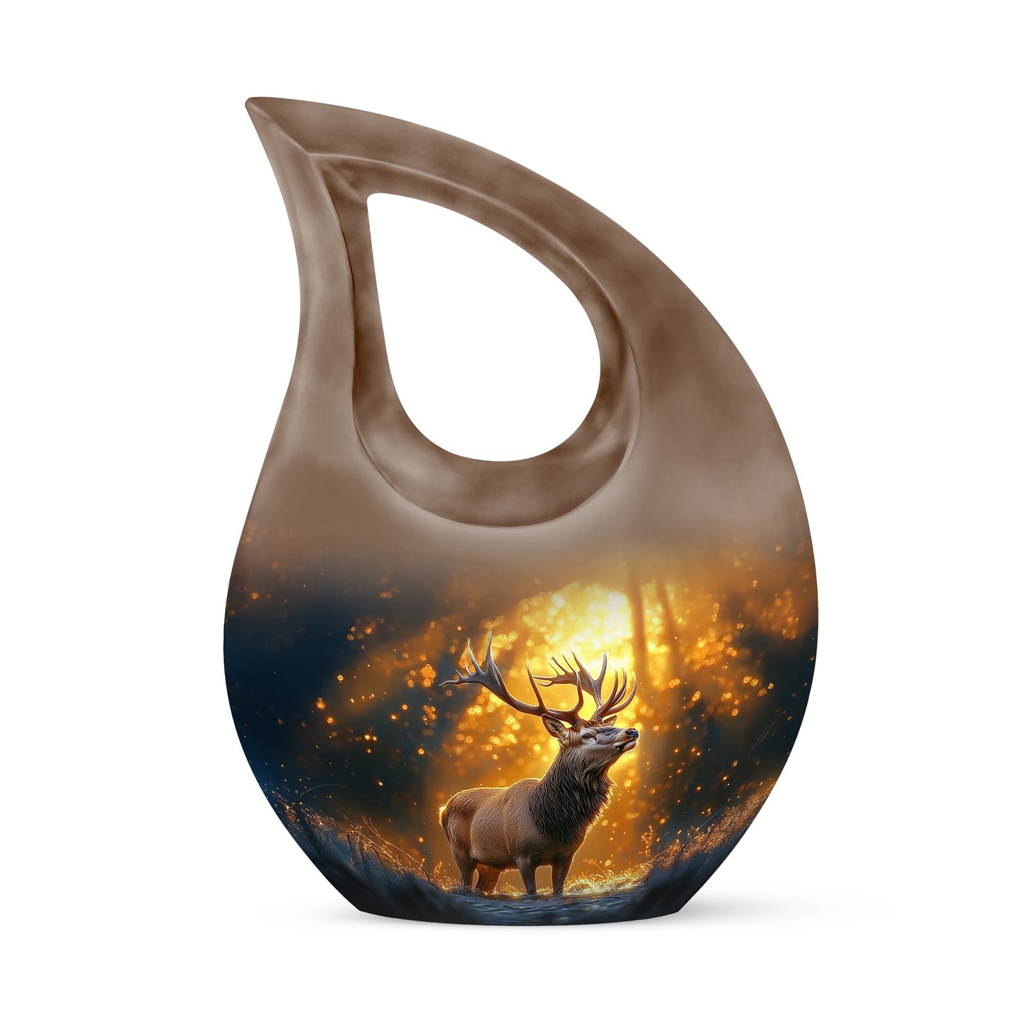 Gold Deer Sanctuary Cremation Urns for Human Ashes - 10-inch, 200 cu in - Yatskia