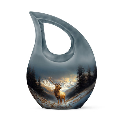 Personalized Deer Cremation Urns - Pristine Blue 10-inch, 200 cu in - Yatskia