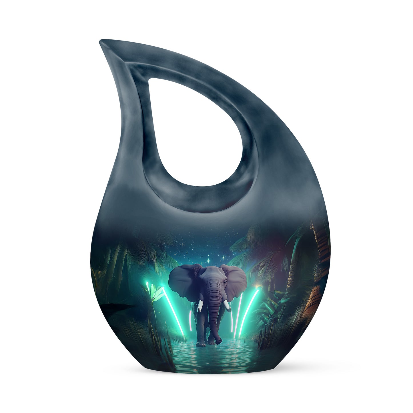 Blue Exquisite Elephant Memorial Urn for Ashes - 10-inch, 200 cu in - Yatskia