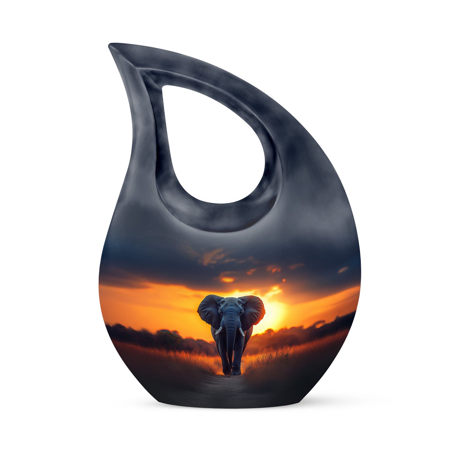 Resplendent Blue Elephant Cremation Urn for Ashes - 10-inch, 200 cu in - Yatskia