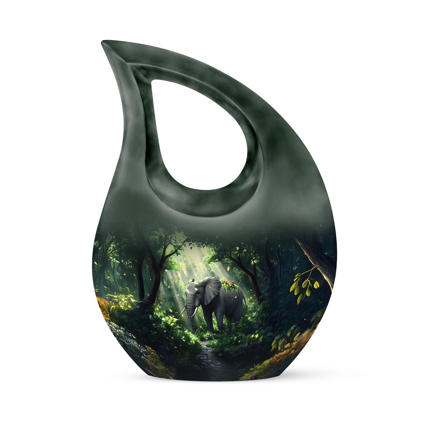 Teal Venerable Elephant Cremation Urns for Human Ashes - 10-inch, 200 cu in - Yatskia