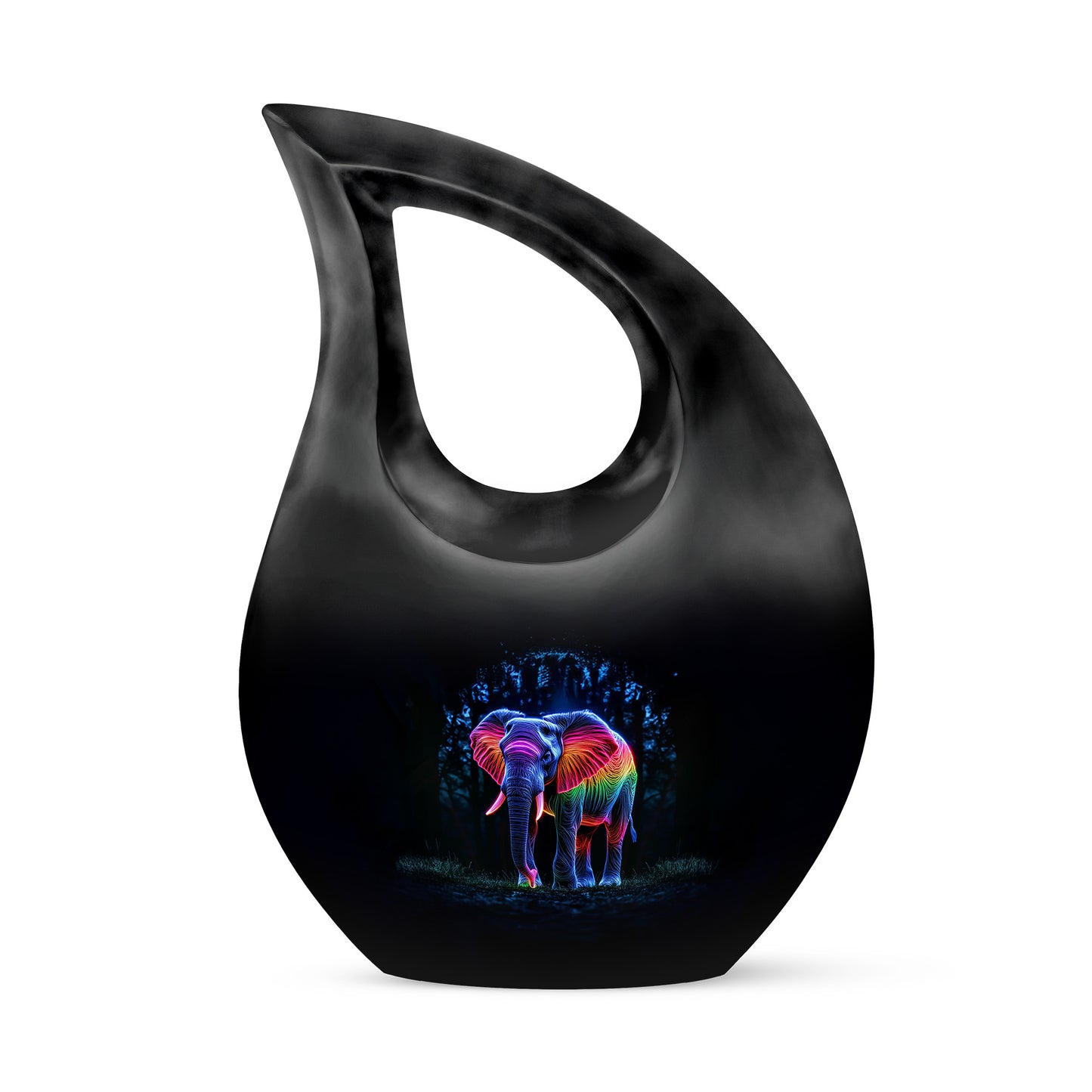 Personalized Elephant Cremation Urns - Soothing Black 10-inch, 200 cu in - Yatskia