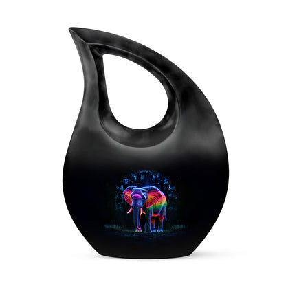 Personalized Elephant Cremation Urns - Soothing Black 10-inch, 200 cu in - Yatskia